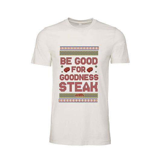 Outback Steakhouse Be Good for Goodness Steak Christmas Steakmas White T-Shirt