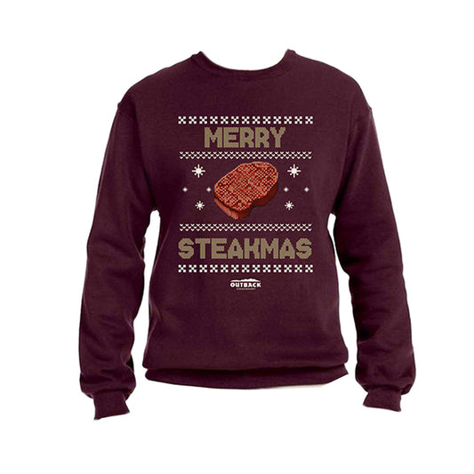 Outback Steakhouse Steak Christmas Steakmas Maroon Sweatshirt